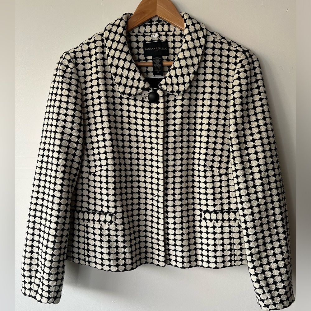 Banana Republic Factory Black Cream Dot Jacket, 14